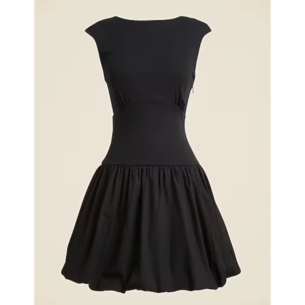 J Crew Bubble Hem Mixty Dress S Black NWT CI886 J.Crew Resort Travel Cruise